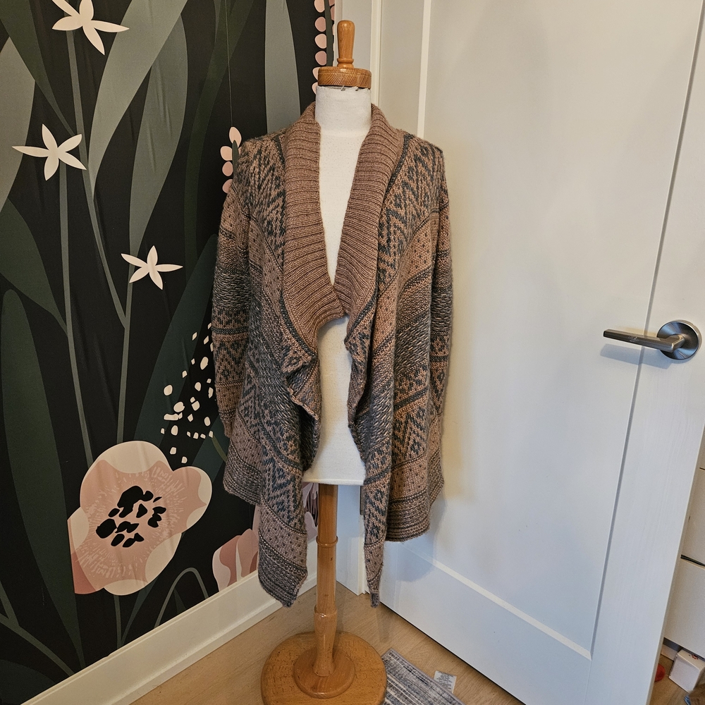 Zara Brown and Gray Patterned Cardigan